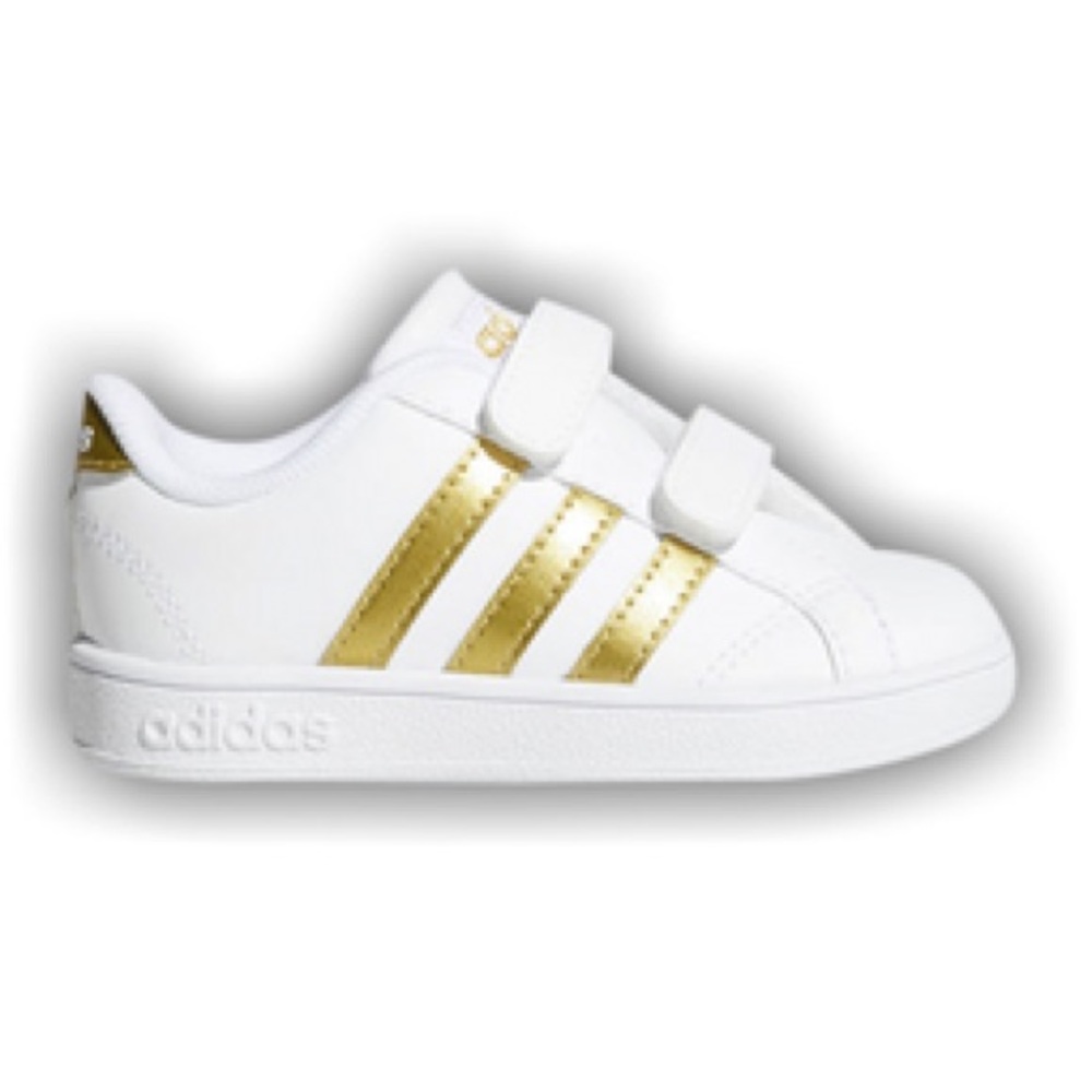 ADIDAS - Sneakers kids Girls ( unisex) in White with Gold Stripes - NWT